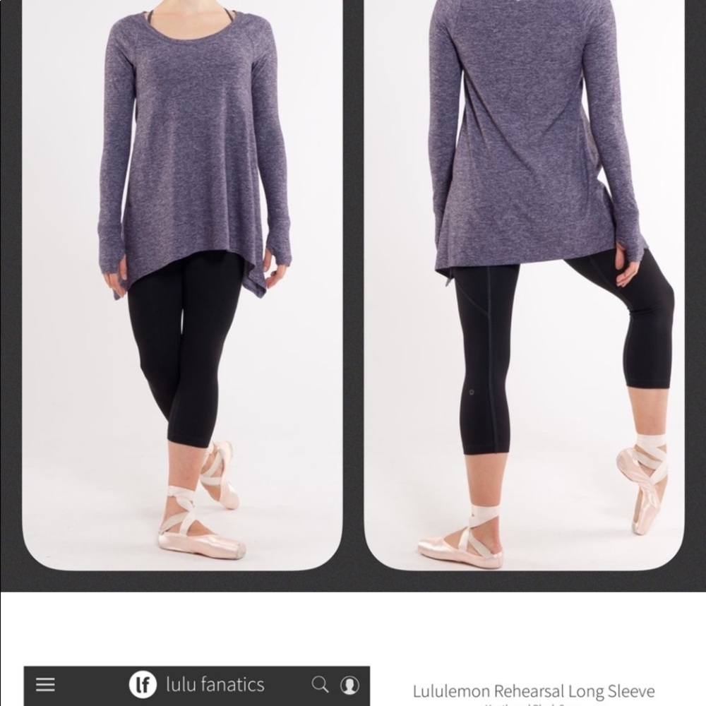 Lululemon Rulu Rehearsal Heathered Gray Black Swan Top